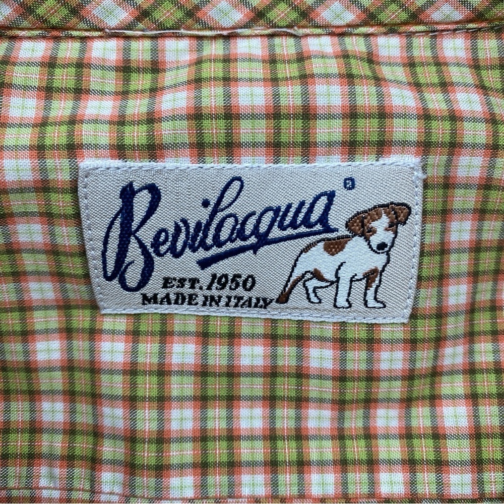 BEVILACQUA Italy Men's Button Up Shirt Plaid Check Size L - Picture 5 of 10
